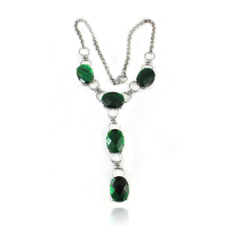 Fashion Jewelry Stainless Steel Natural Stone Necklace for Women
