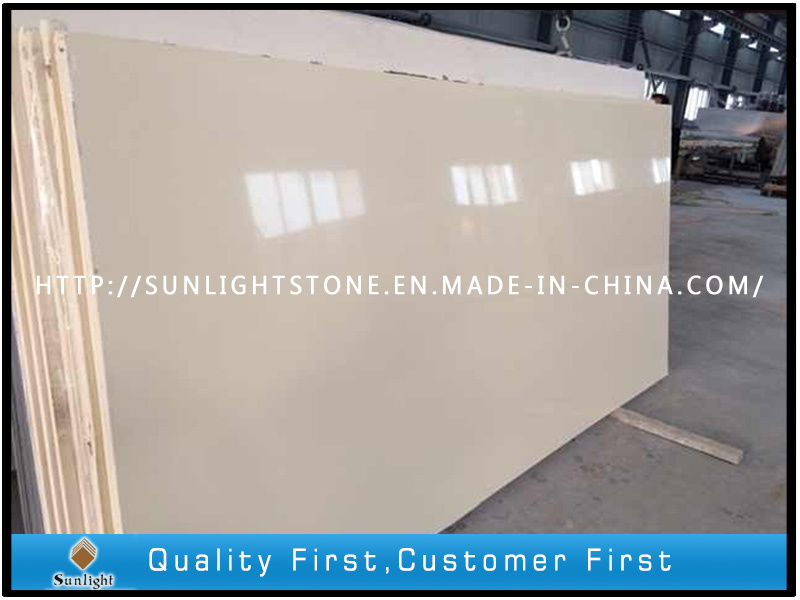 Engineered Beige Artificial Quartz Stone for Countertop Worktops