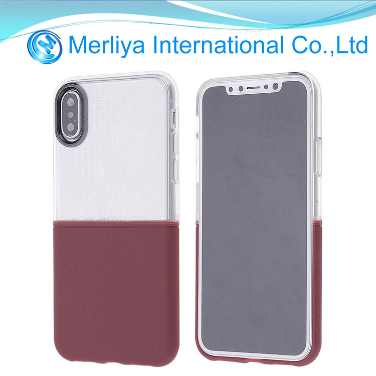 Tansparent TPU+PC Stitching Color Phone Case for iPhone X