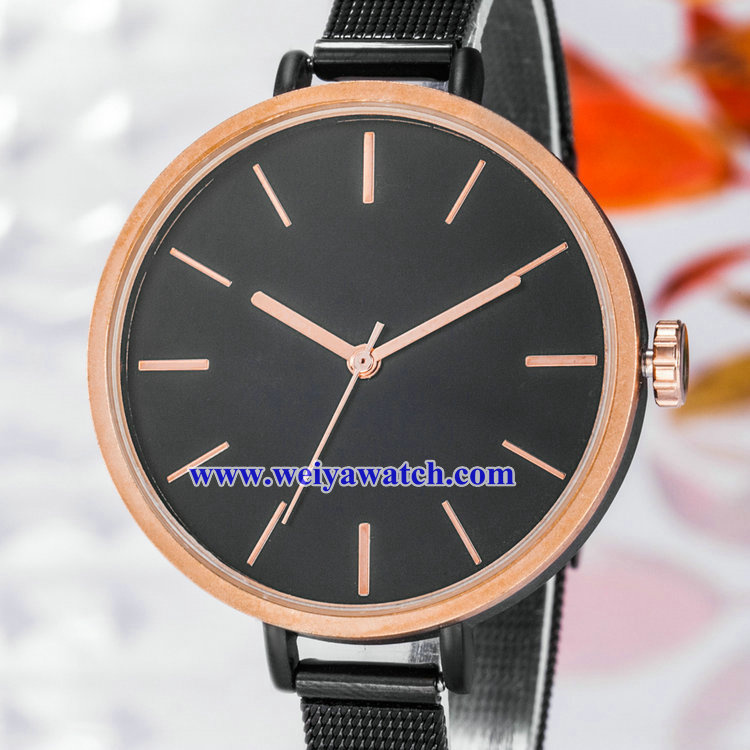OEM Mesh Alloy Strap Lady Quartz Wist Watch, Ladies Watches (WY-17026A)
