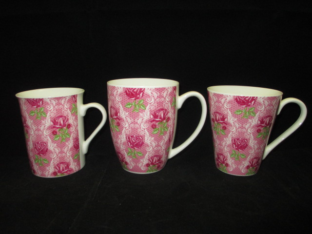 Golden Red Rose Flower Ceramic Mug