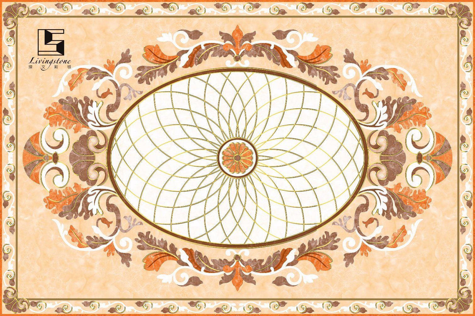 OEM European Natural Stone Look Golden Polished Carpet Tiles