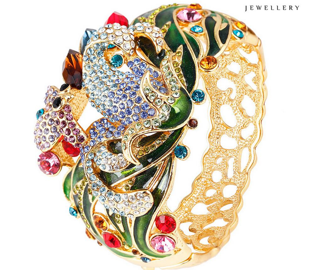 Bangle -68 Fashion Luxury Colorful Rhinestone Wedding Banlge in Flower Deisgn