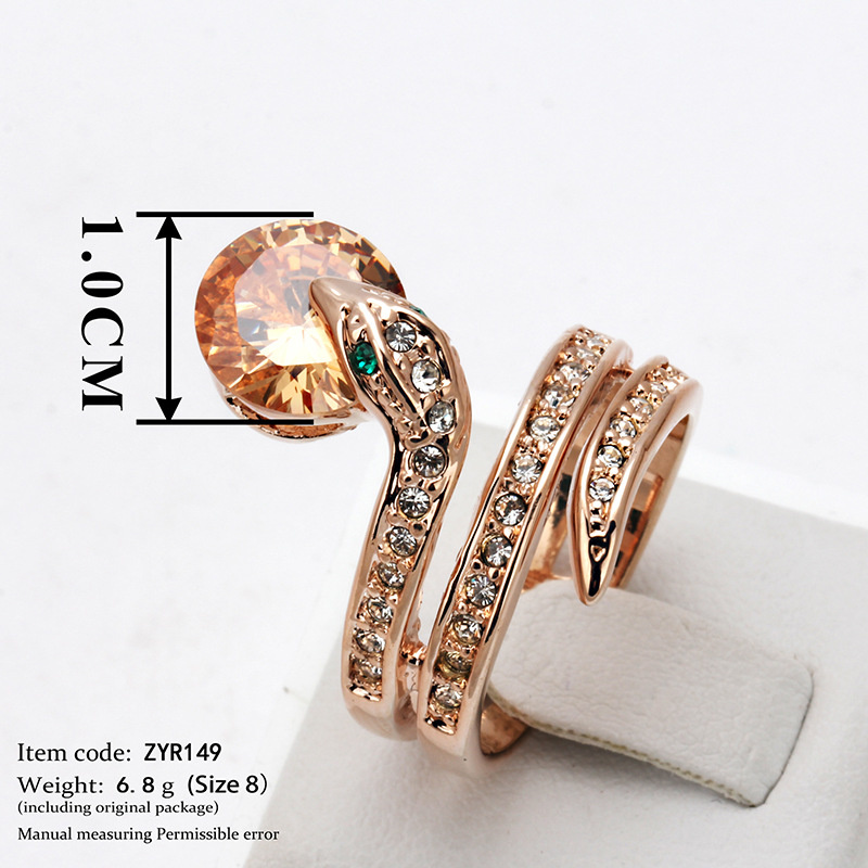 Full Sizes Rose Gold Color Snake Show Bead Ring