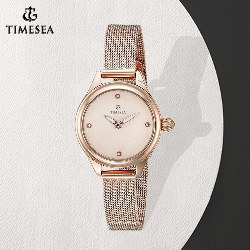 Women's Rose Gold Dial Two Hand Quartz Mesh Band Watch71184