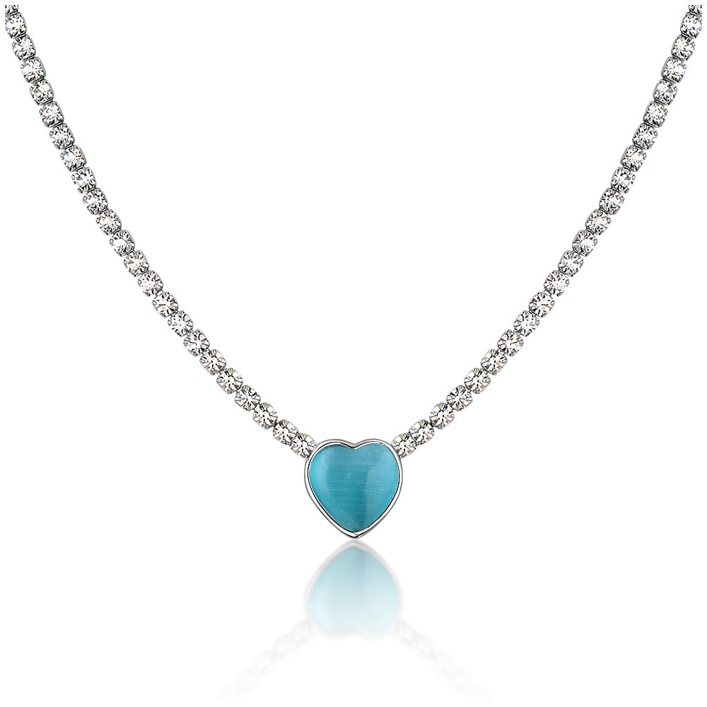 Alloy Fashion Accessories Crystal Rhinestone Cat's Eye Heart Pendant