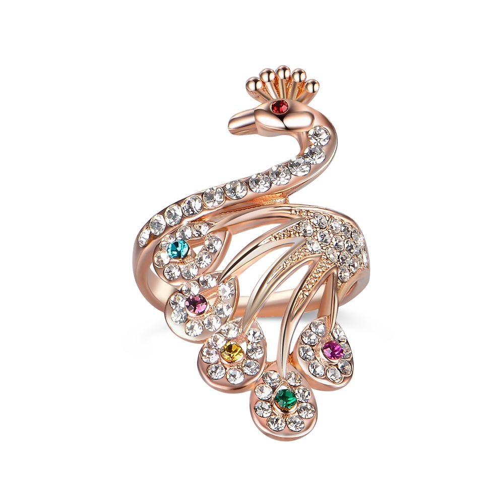 New Model Peacock Design Crystal Stone Ladies Ring