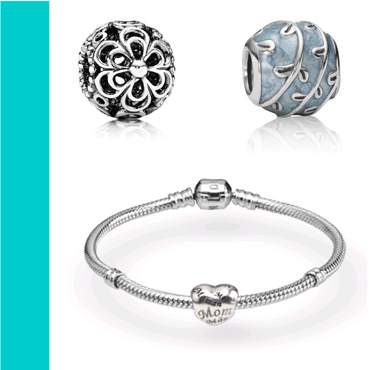 Silver Alloy Material Custom Bead Charms for Snake Chain Bracelets