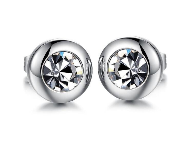 Grace Clear Crystal Silver Color Stud Earrings Jewelry Made with Genuine Austrian Crystal Wholesale