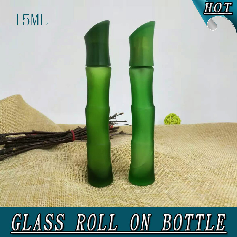 15ml Green Bamboo Shape Serum Essential Oil Glass Roll on Bottle