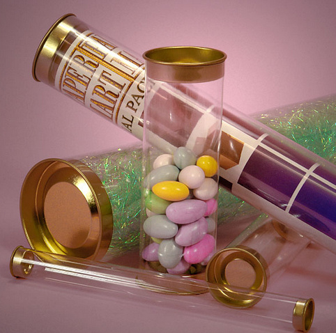 Clear Storage Packaging Tubes with Golden Caps