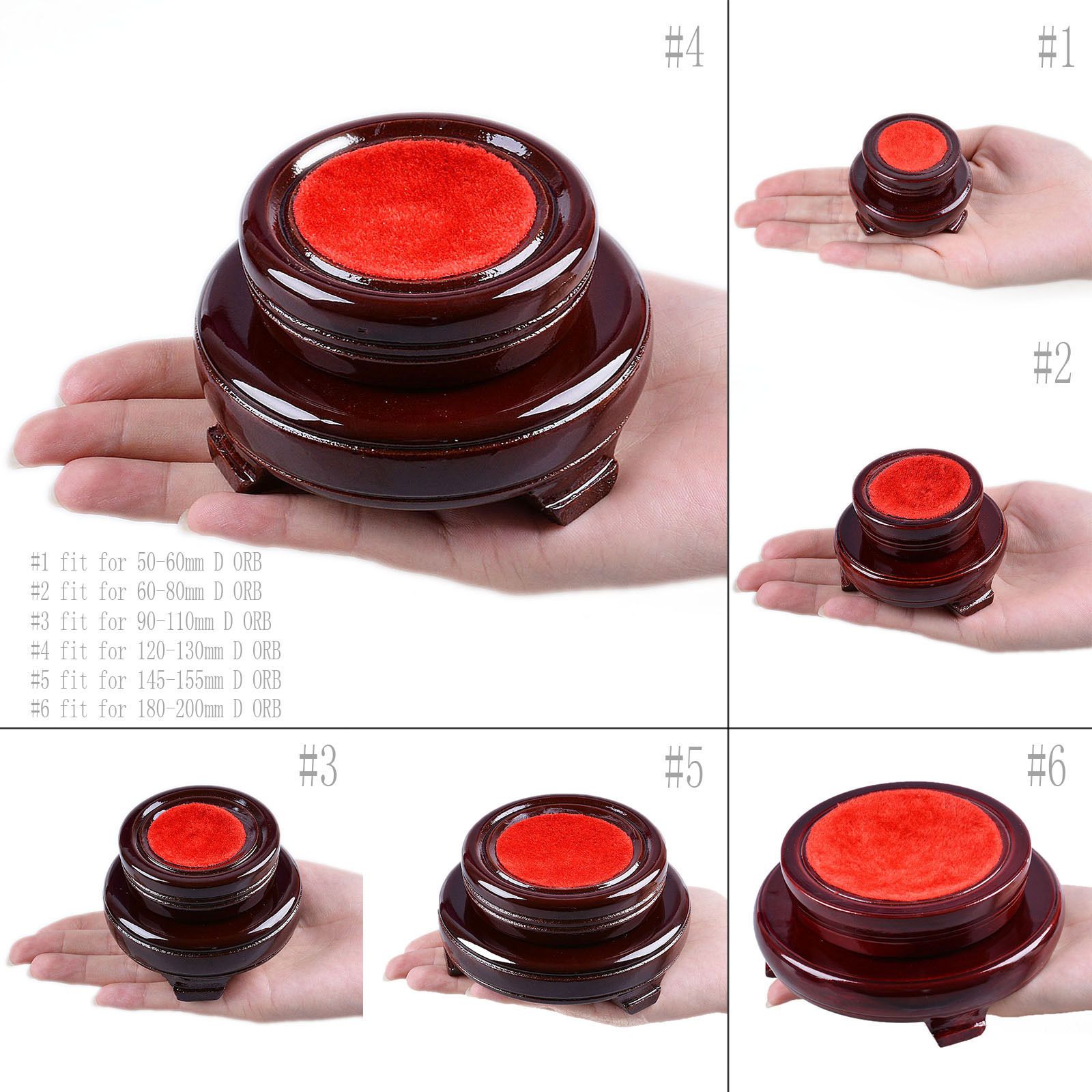 Longwin Crystal Rotalble Wooden Base Stand for Glass Ball