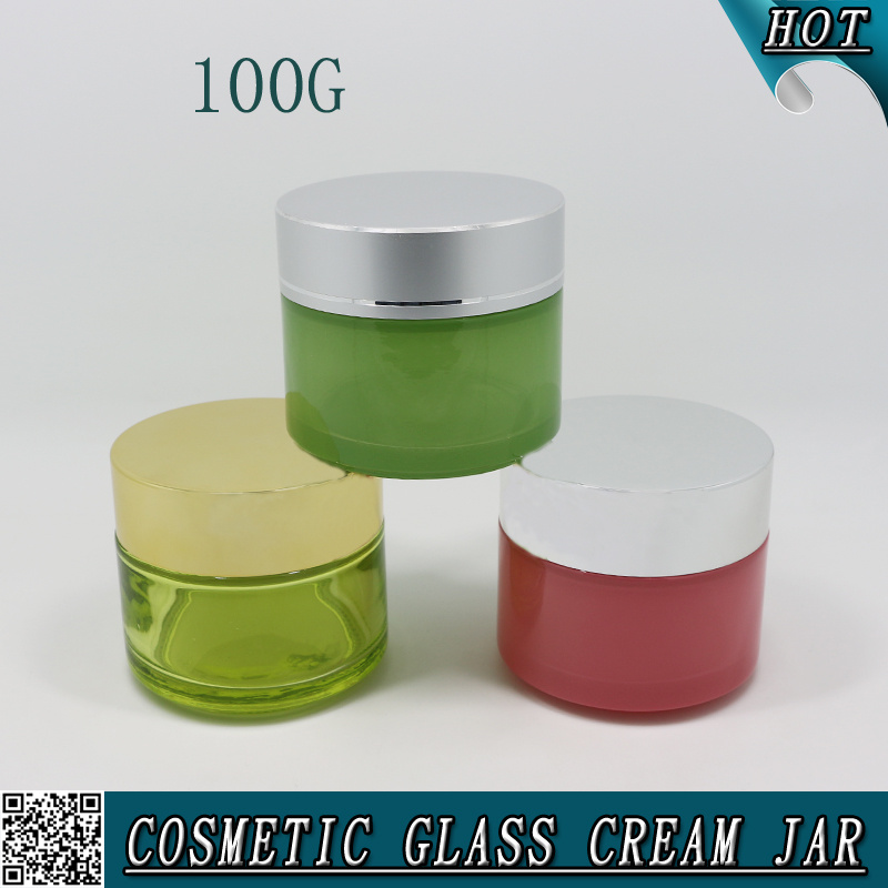 100ml Empty Cylinder Cosmetics Facial Mask Glass Jar 100g