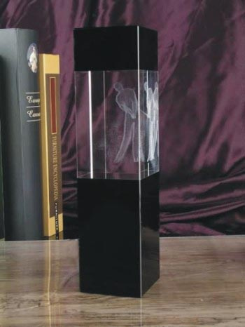 Black and Clear Crystal with 3D Laser Engrave