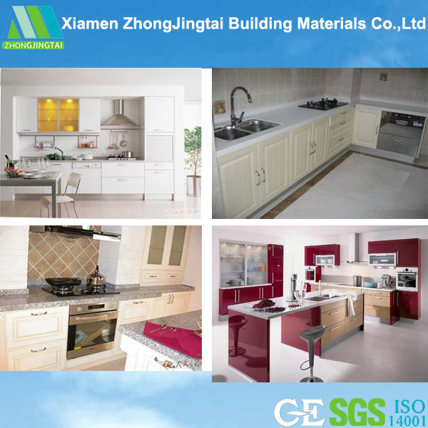 High Polished Kitchen Cabinets with Quartz Countertops From China