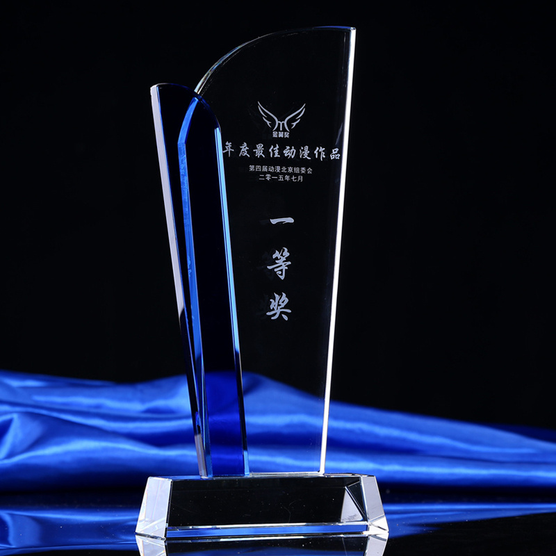 Multi Color Crystal Glass Award Trophy for VIP Souvenir