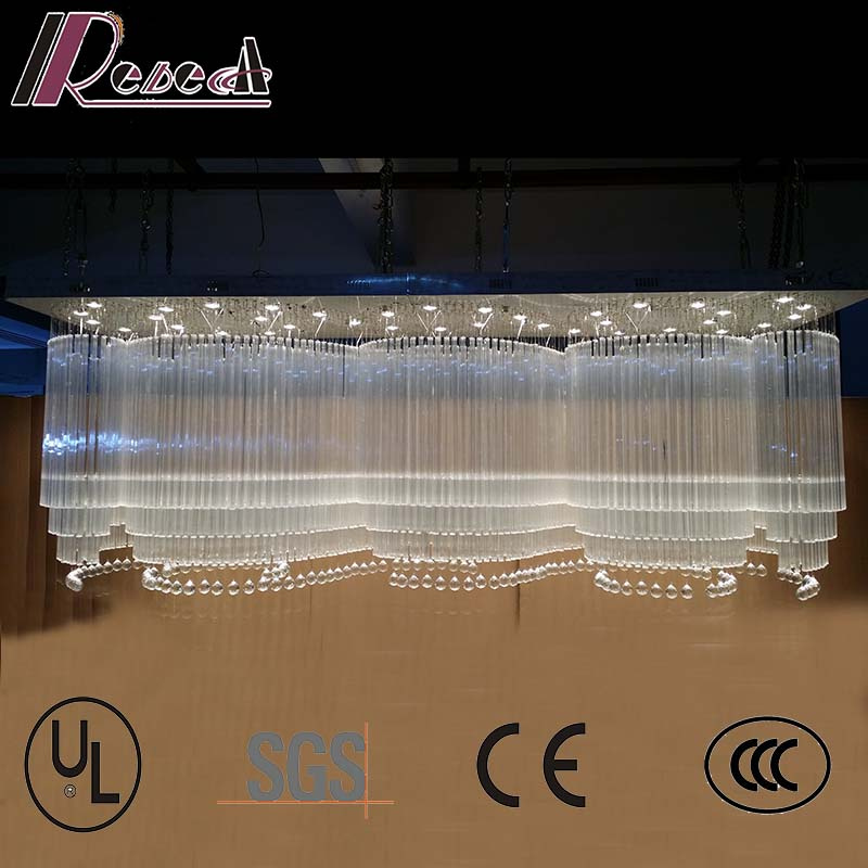 Hotel Lobby Large Wave Shapes Luxury K9 Crystal Chandelier