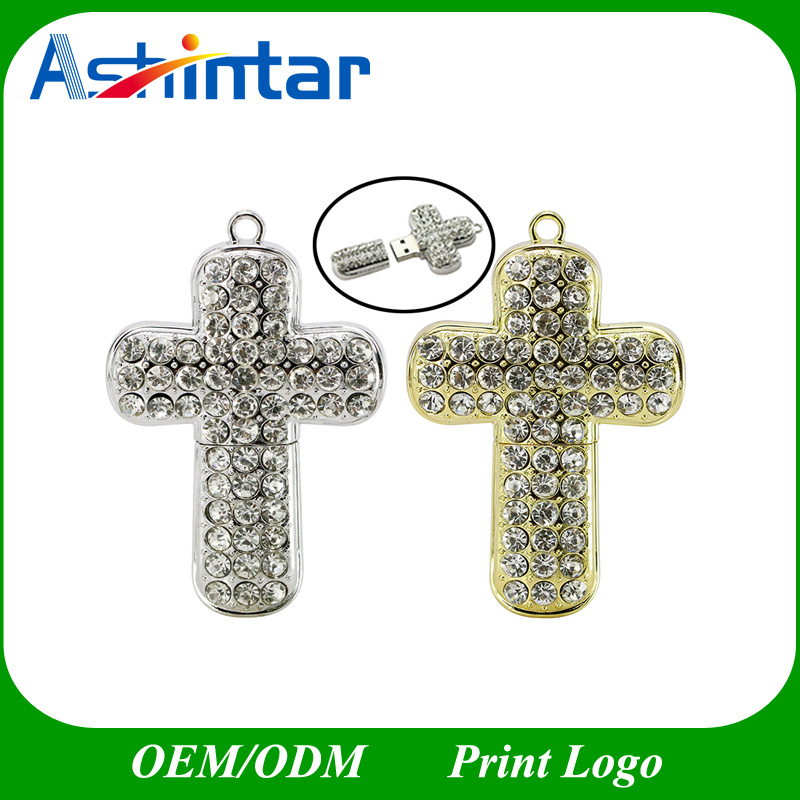 Diamond Cross Necklace USB Memory Stick Crystal USB Flash Drive