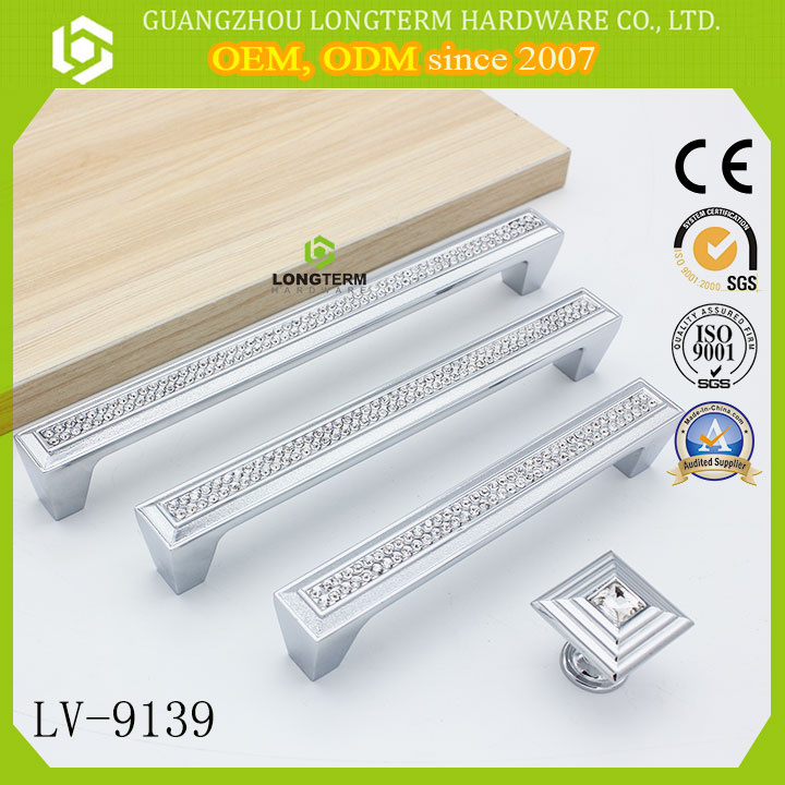 Elegant Zinc Crystal Usual Cabinet Drawer Pull Handle