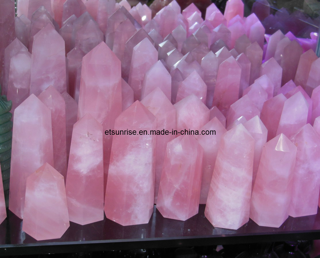 Semi Precious Stone Natural Fashion Rose Quartz Points Decoration Stone