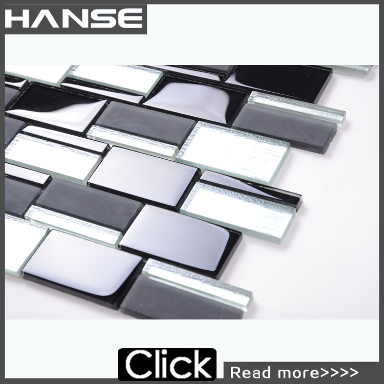 Vetro Mosaic, Black and White Strip Crystal Glass Mosaic