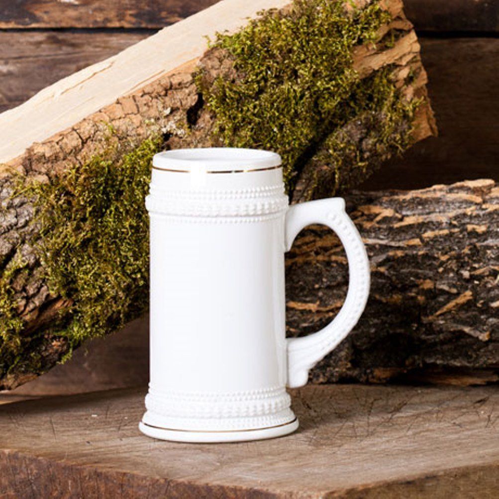 22oz Customized Blank White Ceramic Heat Transfer Beer Stein