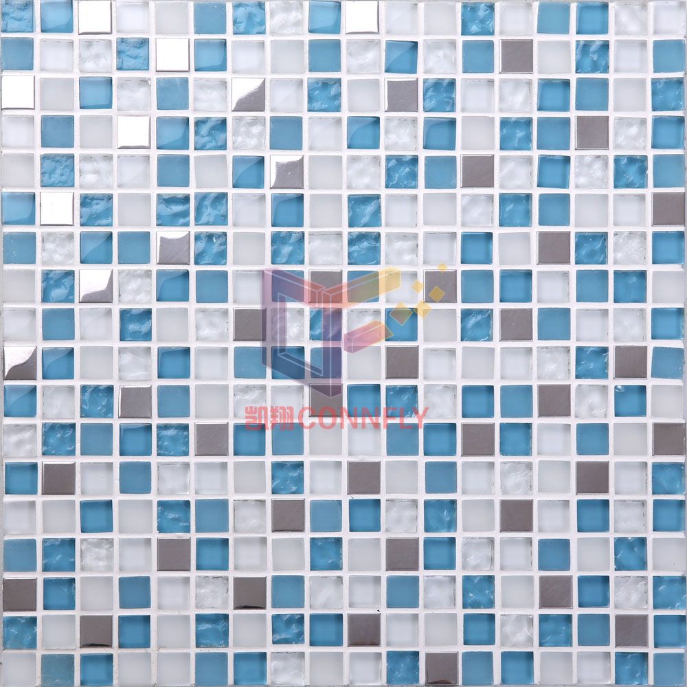 Navy Blue and White Crystal Mix Metal Mosaic (CFC144M)