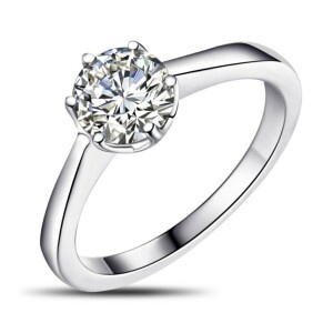 Three Crystal Stone Pong Setting Wedding Ring