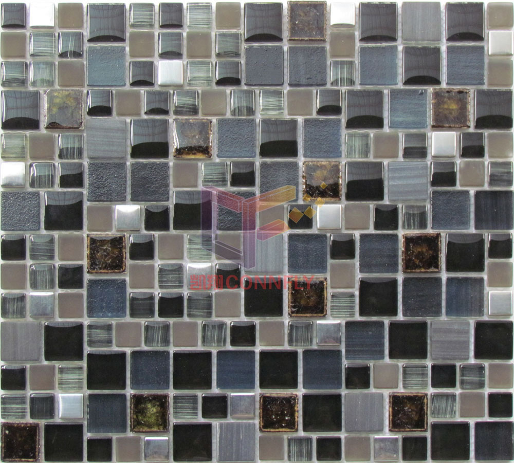 Black Crystal Hand Drawing Design with Ceramic Mosaic (CS259)