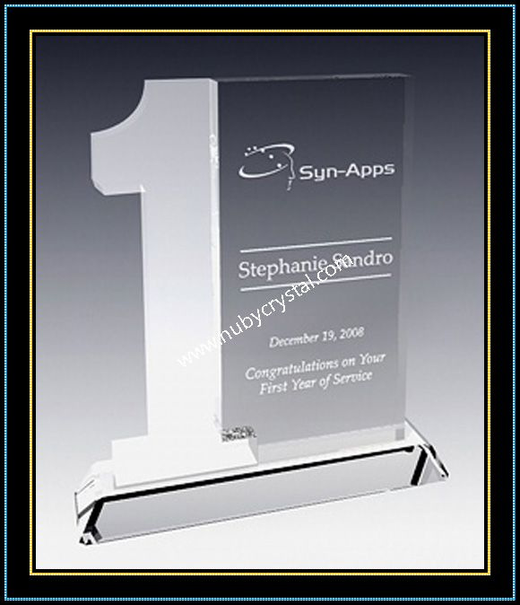 Year of Service Award Plaque Frosted Crystal 8