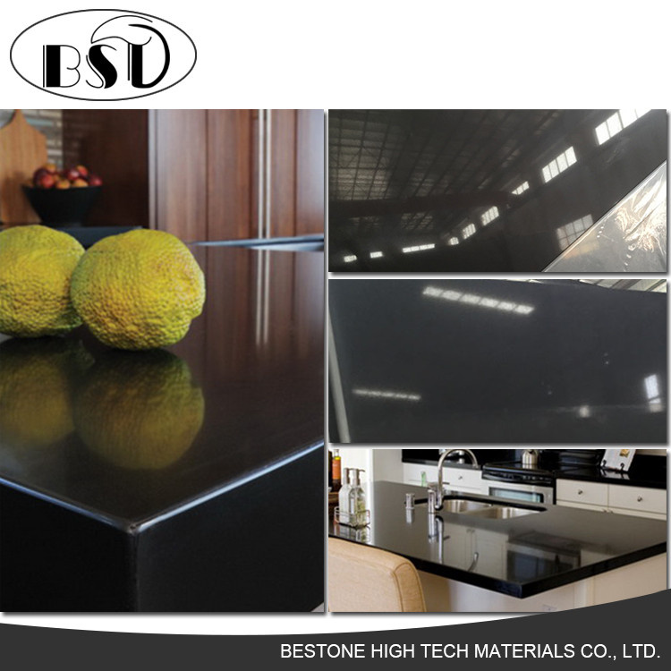 Black Quartz Stone Countertop Slab