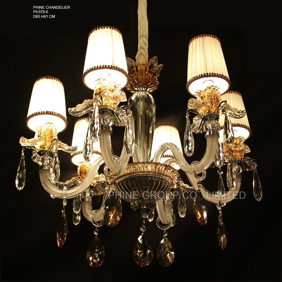 Modern Swarovski Crystal Decoration Pendant Lamp with Fabric Shade