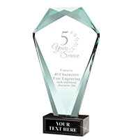 Diamond Jade Glass Trophy Black Base