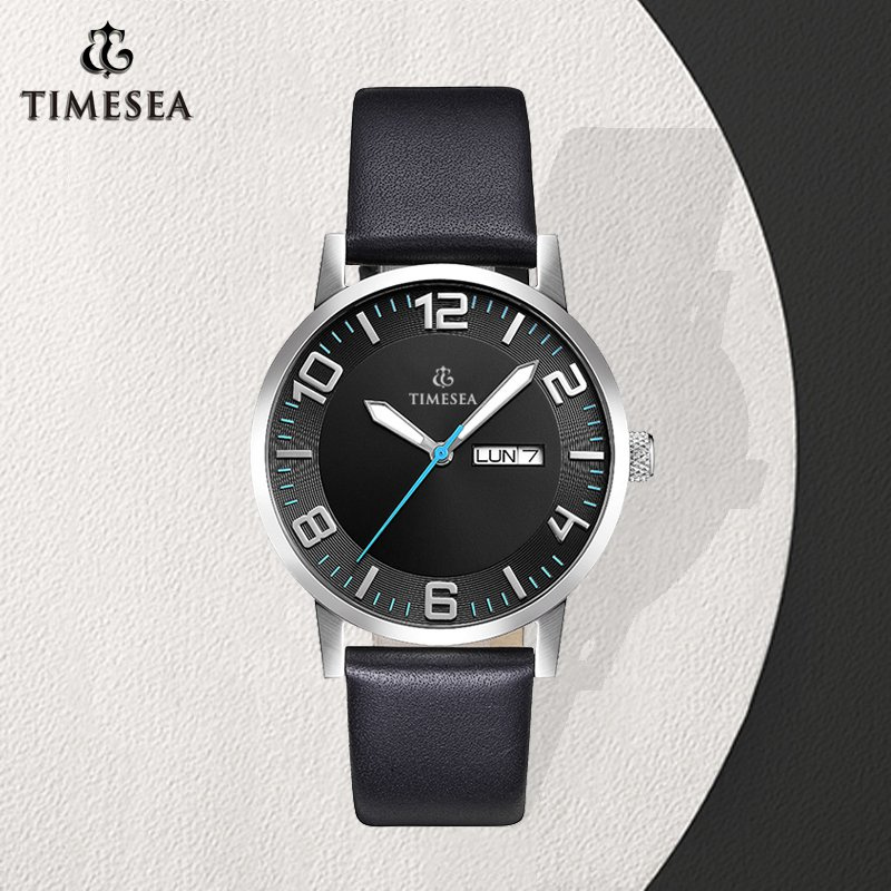 Fashion Men's Quartz Stainless Steel Wrist Watch with Leather Strap 72076