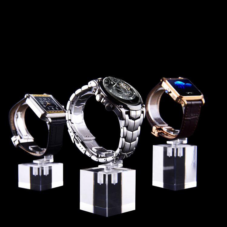 Crystal Transparent Acrylic Watch Display Cube Solid Blocks
