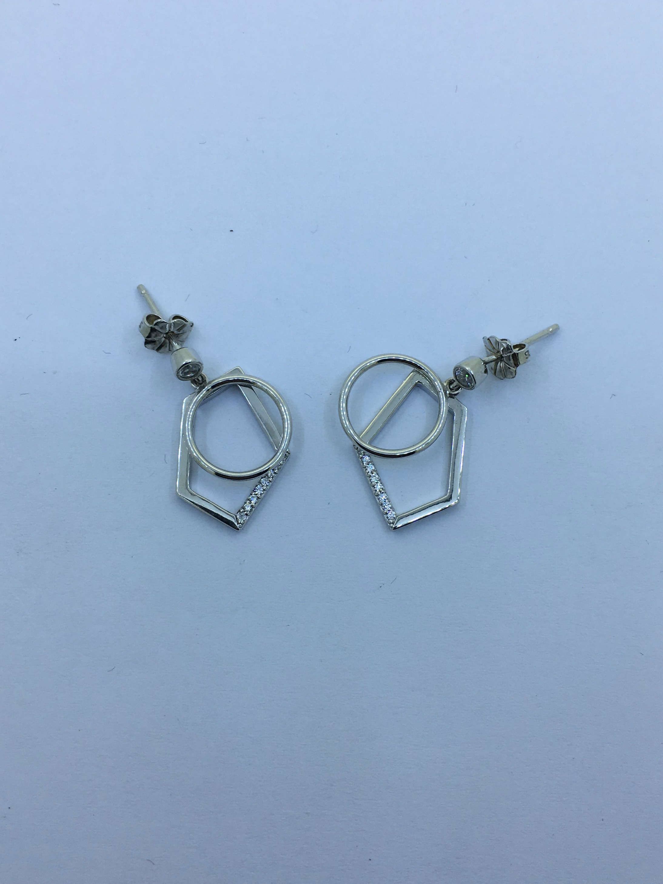 Fashion Silver Pentagon Drop Earring