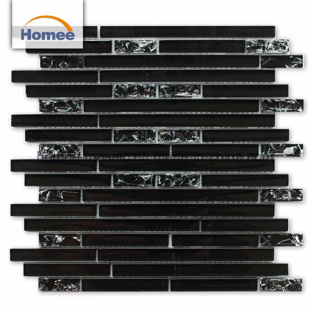 Strip Glass Tile Glitter Ice Crackle Buy Black Glass Mosaic Tiles