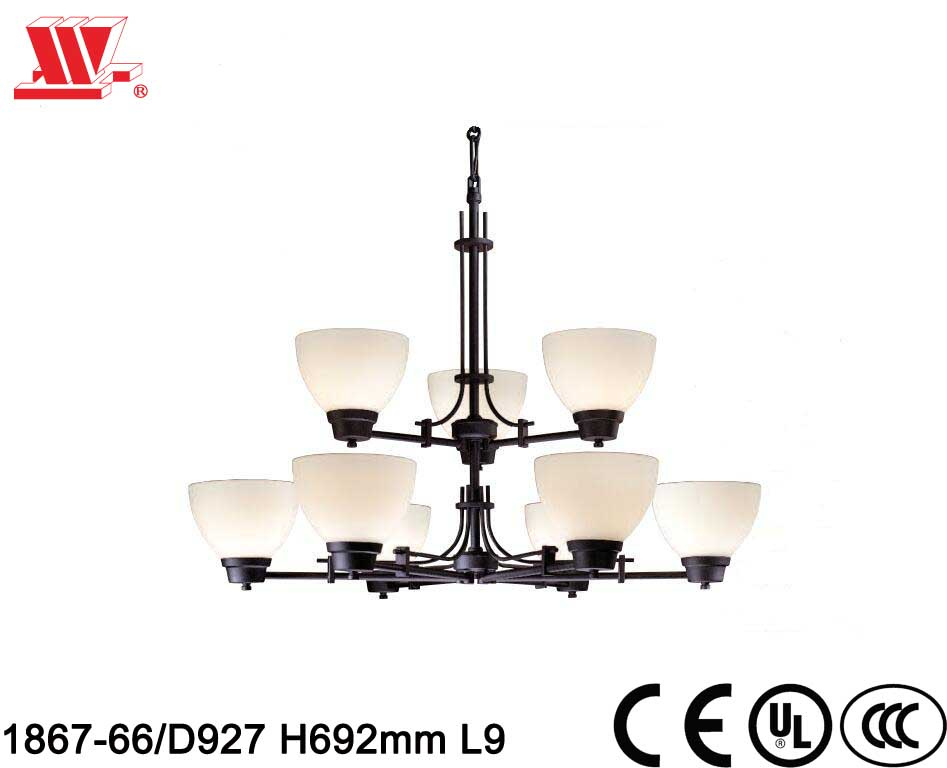 Luxury Crystal Chandelier with Glass Shades 1867-66