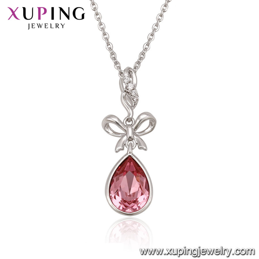 43825 Xuping 2018 Bowhnot Dubai Gold Jewelry Modern Necklace Crystals From Swarovski