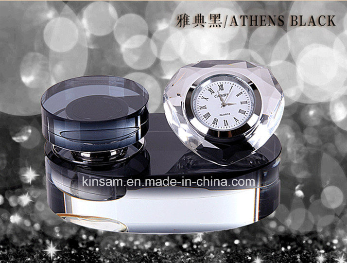 Crystal Perfume Bottle with Heart-Shaped Clock