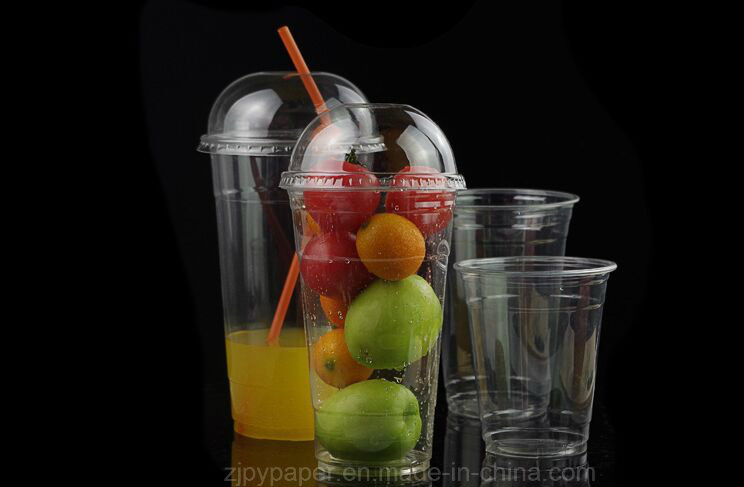 Disposable Customized Plastic Clear Juice Pet Cup with Dome Lid