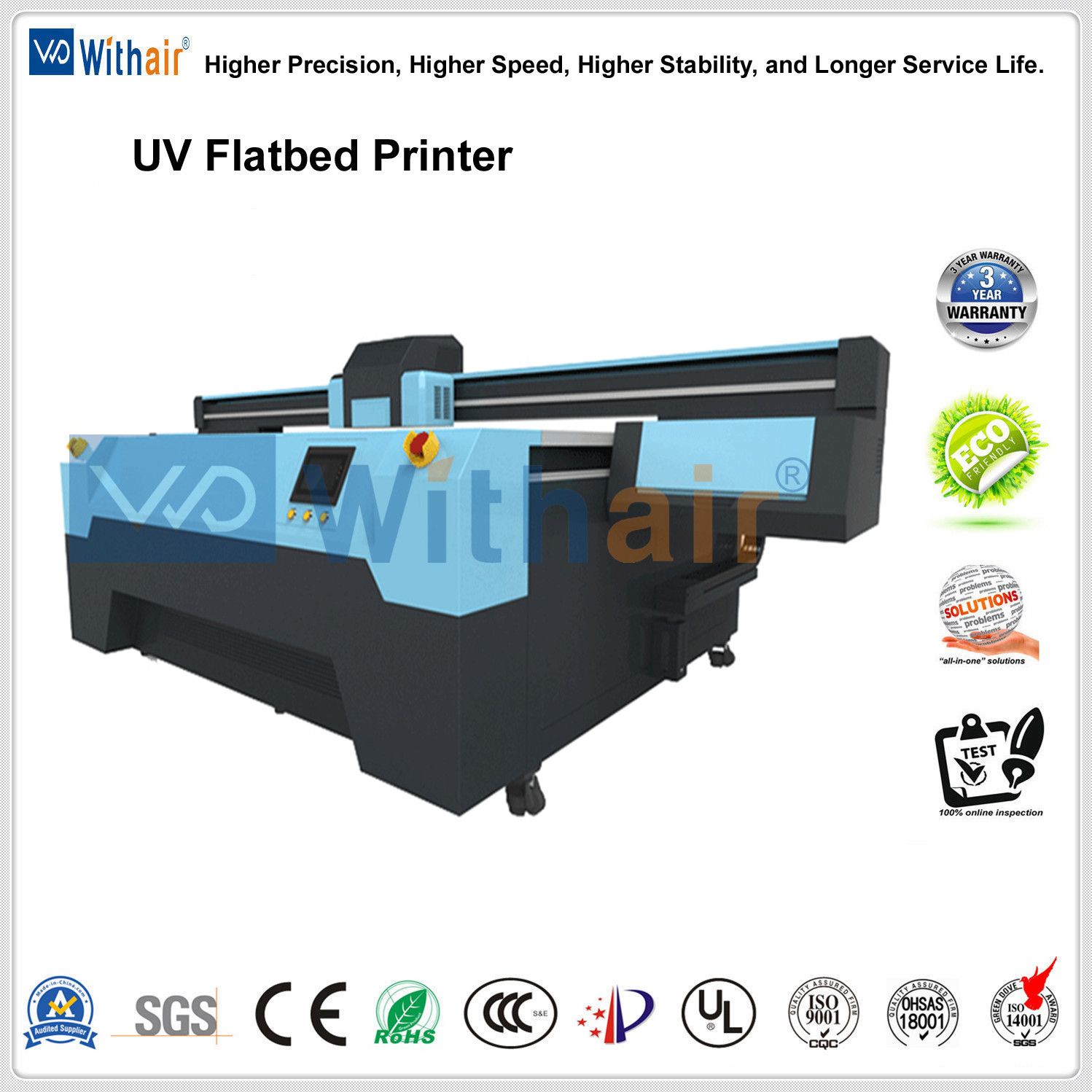 LED UV Digital Printer with Epson Dx5 1.5m Width Format with 1440*1440dpi Resolution