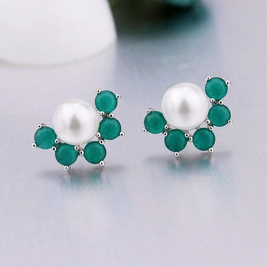 2018 Wholesale Pearl Earring with Colorful Crystal Silver 925