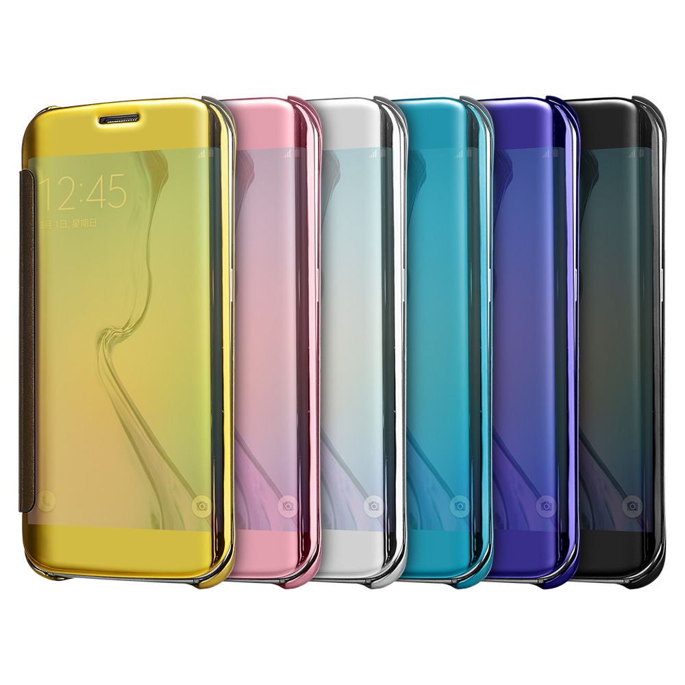 2017 New Arrival Plating Mirro Leather Phone Case for Samsung S7