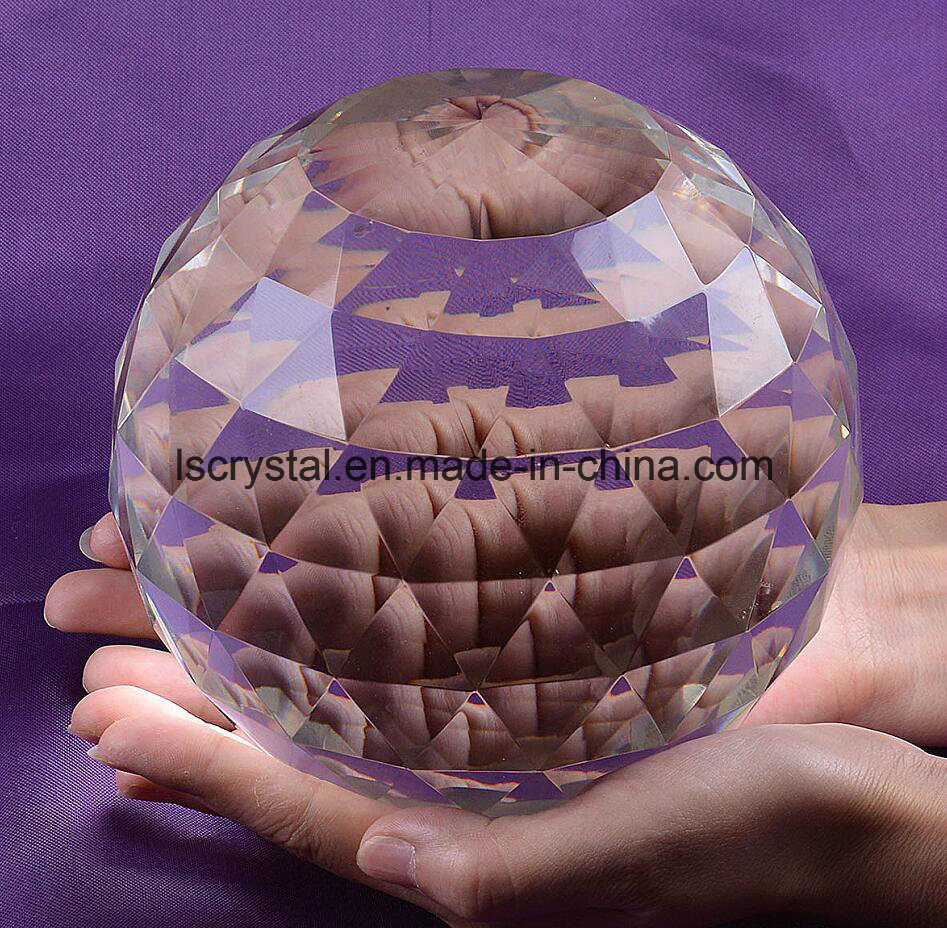 Big Size 150mm Crystal Glass Clear Faceted Ball