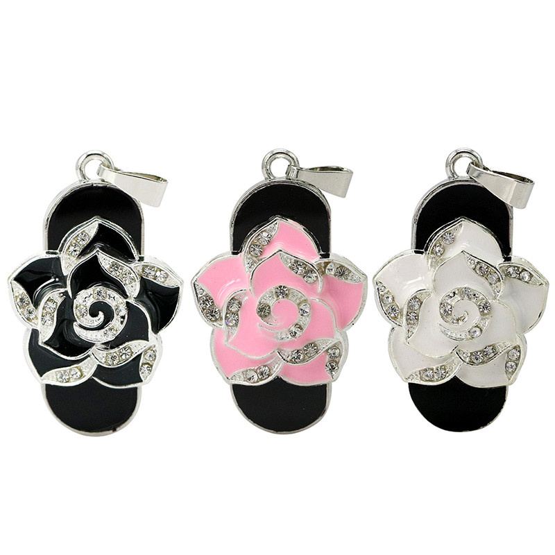 Real Capacity Camellia Flower USB Memory Beautiful Gift Crystal