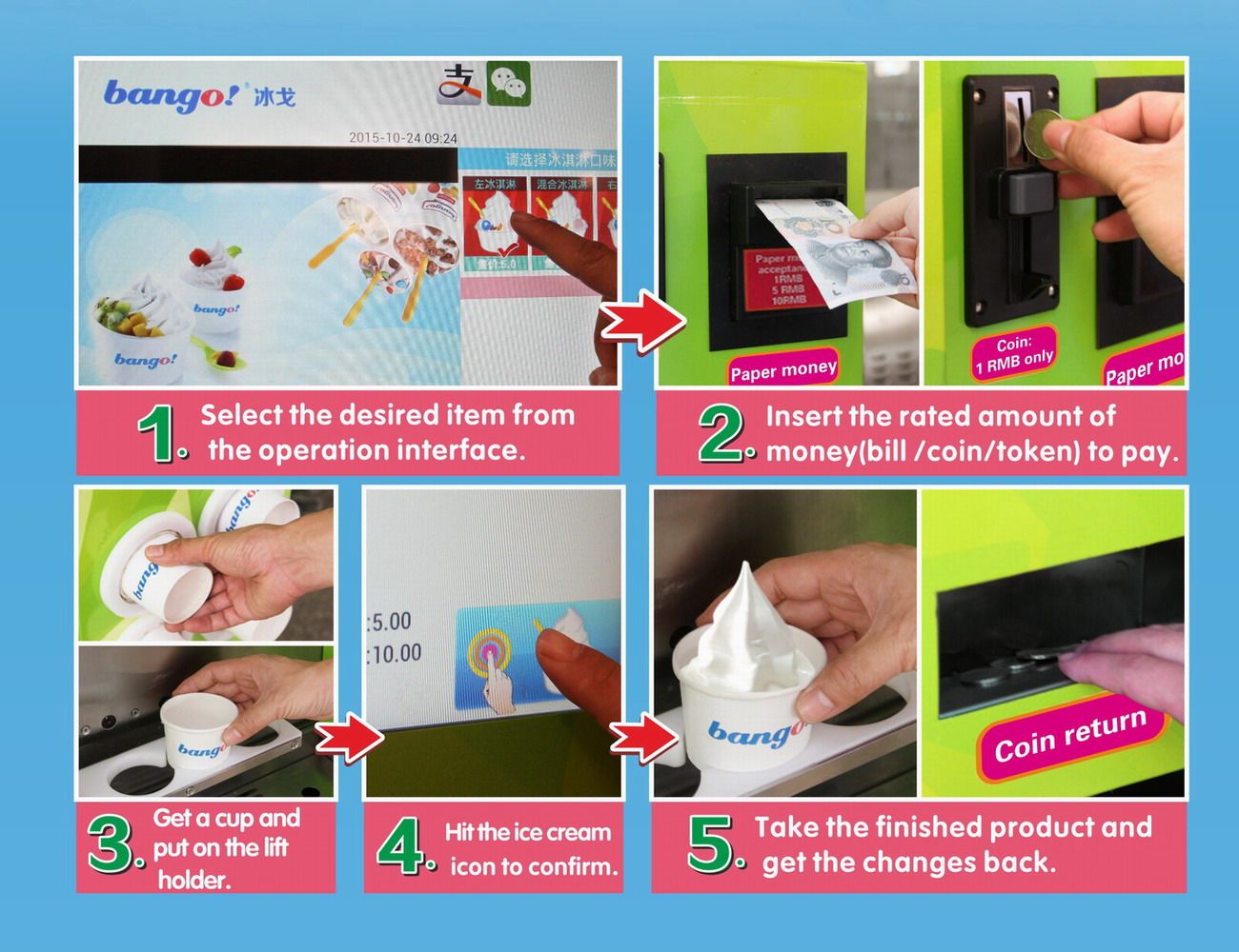 vending Automatic soft ice cream machine