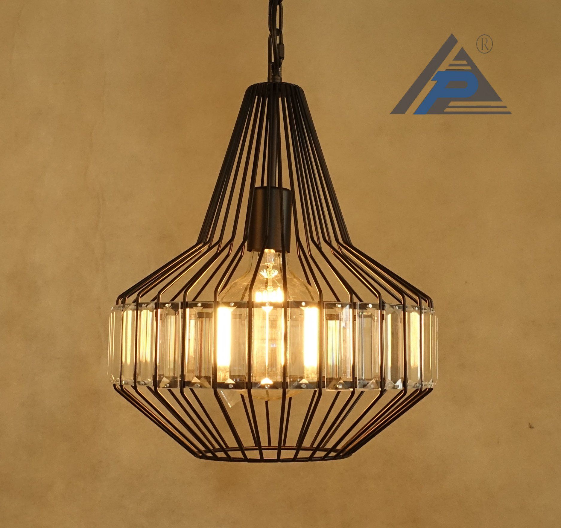 Metal Frame Pendant Light with Crystal Decorative (C5006151)