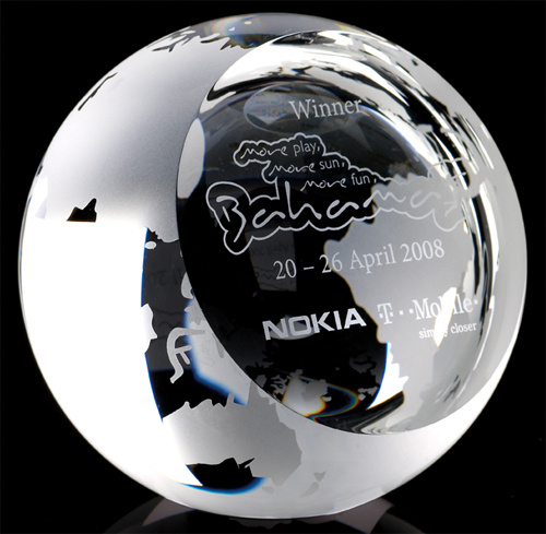 Crystal Round Globe Paperweight