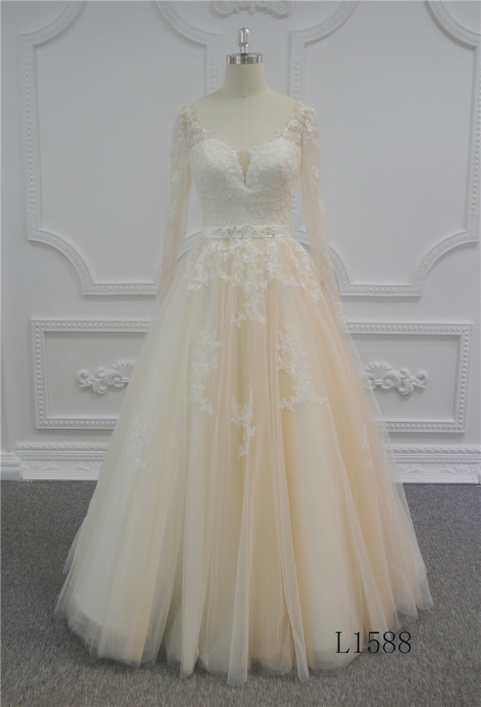 Champagne Wedding Dress A-Line Unique Wedding Dresses 2017